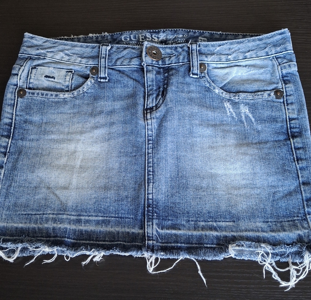Guess Jeans Brand Blue Distressed Mini Skirt